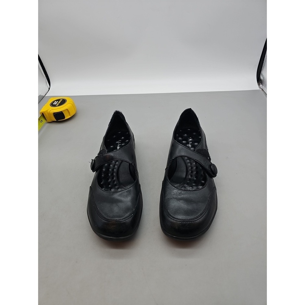 L.L. Bean Black Pebbled Leather Mary Jane Women's Shoes Sz 8 M‎